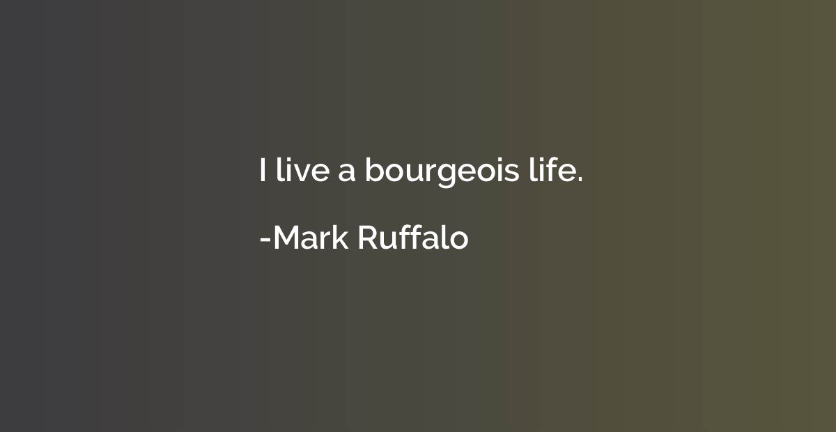 I live a bourgeois life.