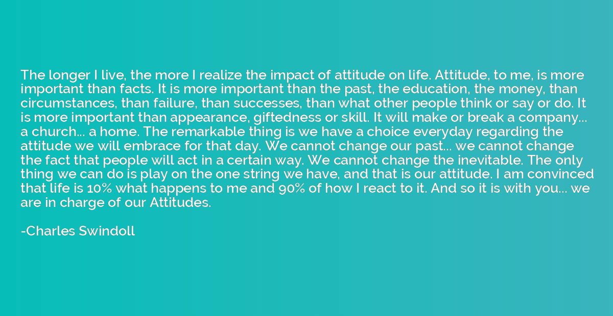 The longer I live, the more I realize the impact of attitude