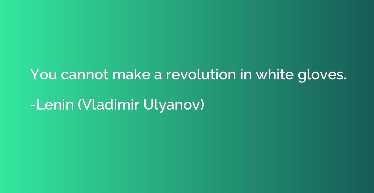 You cannot make a revolution in white gloves.