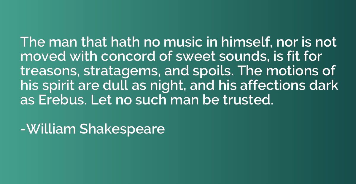 The man that hath no music in himself, nor is not moved with