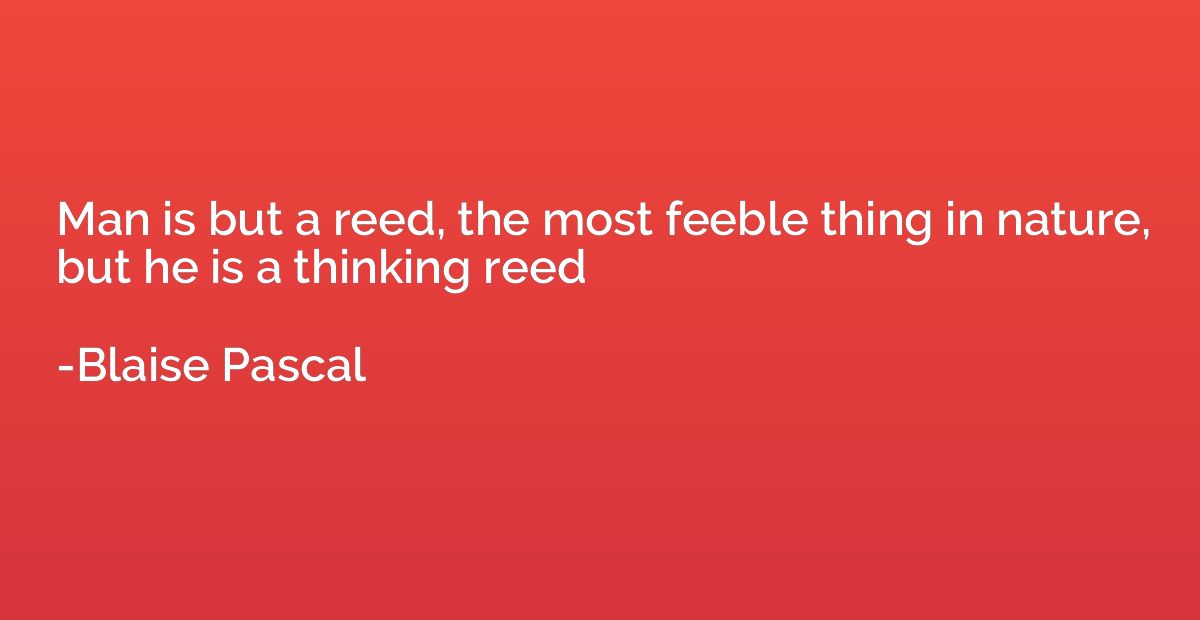 Man is but a reed, the most feeble thing in nature, but he i