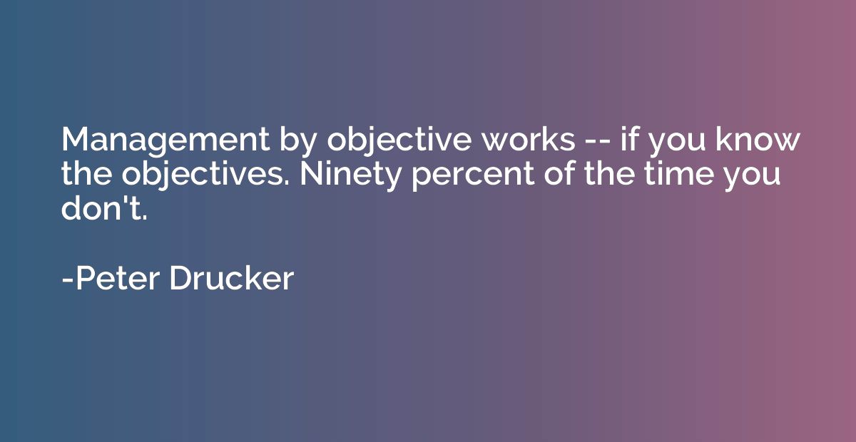Management by objective works -- if you know the objectives.