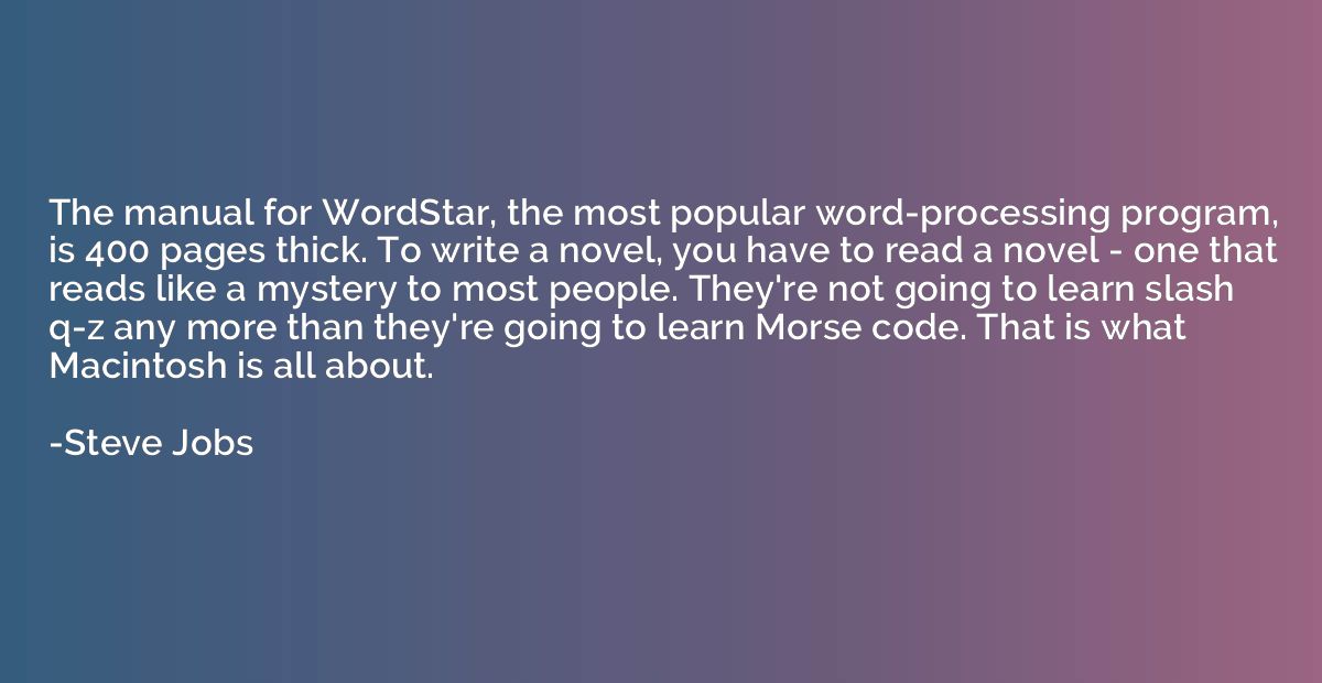 The manual for WordStar, the most popular word-processing pr
