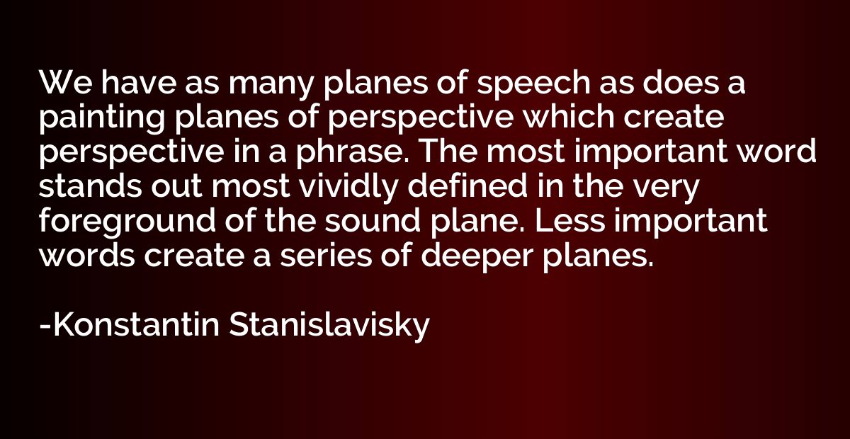 We have as many planes of speech as does a painting planes o
