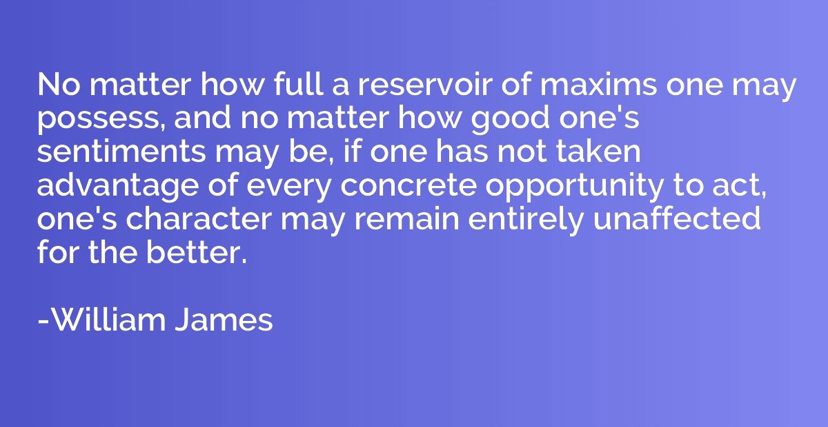 No matter how full a reservoir of maxims one may possess, an