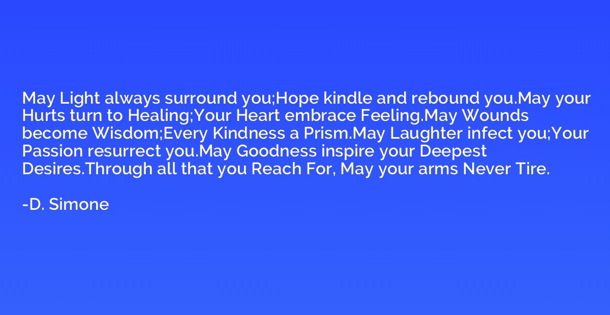 May Light always surround you;Hope kindle and rebound you.Ma