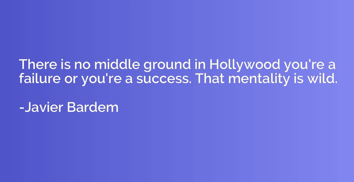 There is no middle ground in Hollywood you're a failure or y
