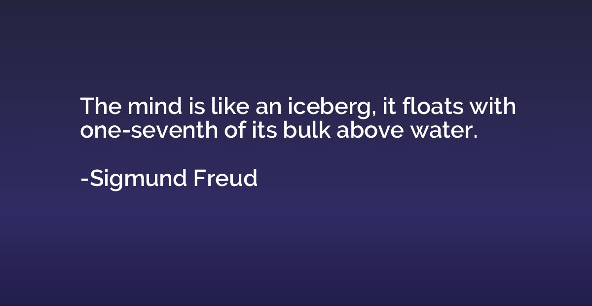 The mind is like an iceberg, it floats with one-seventh of i