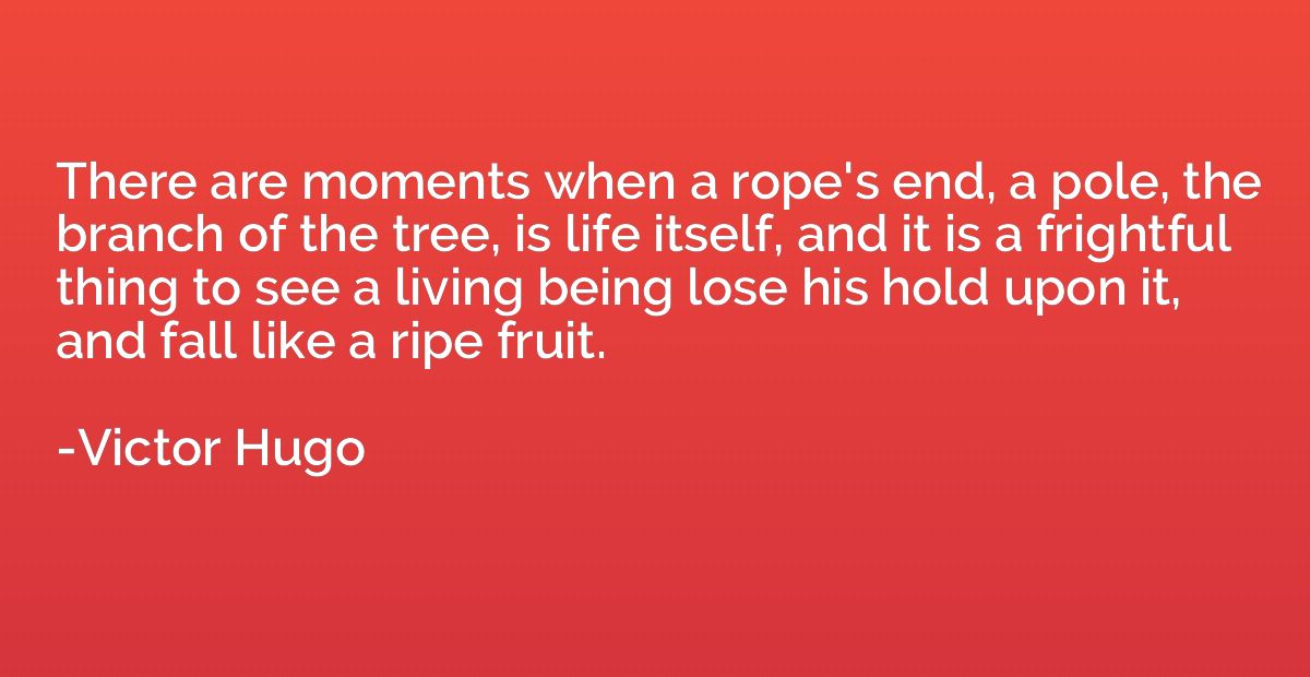 There are moments when a rope's end, a pole, the branch of t
