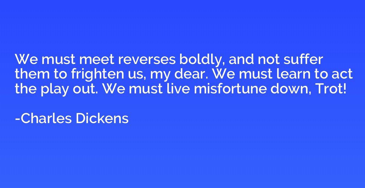 We must meet reverses boldly, and not suffer them to frighte
