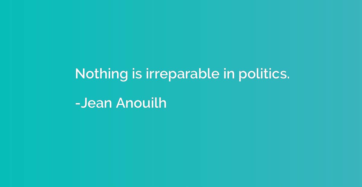 Nothing is irreparable in politics.