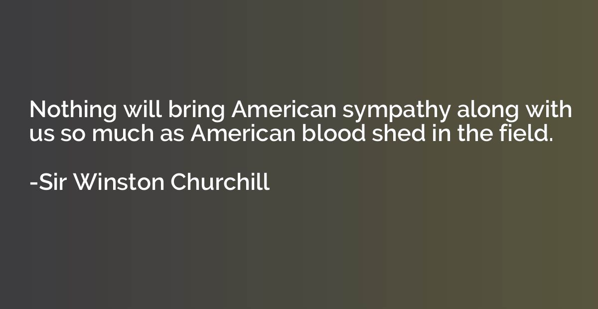 Nothing will bring American sympathy along with us so much a