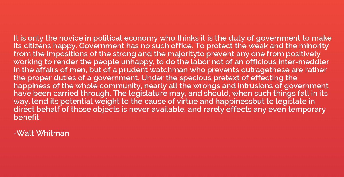 It is only the novice in political economy who thinks it is 