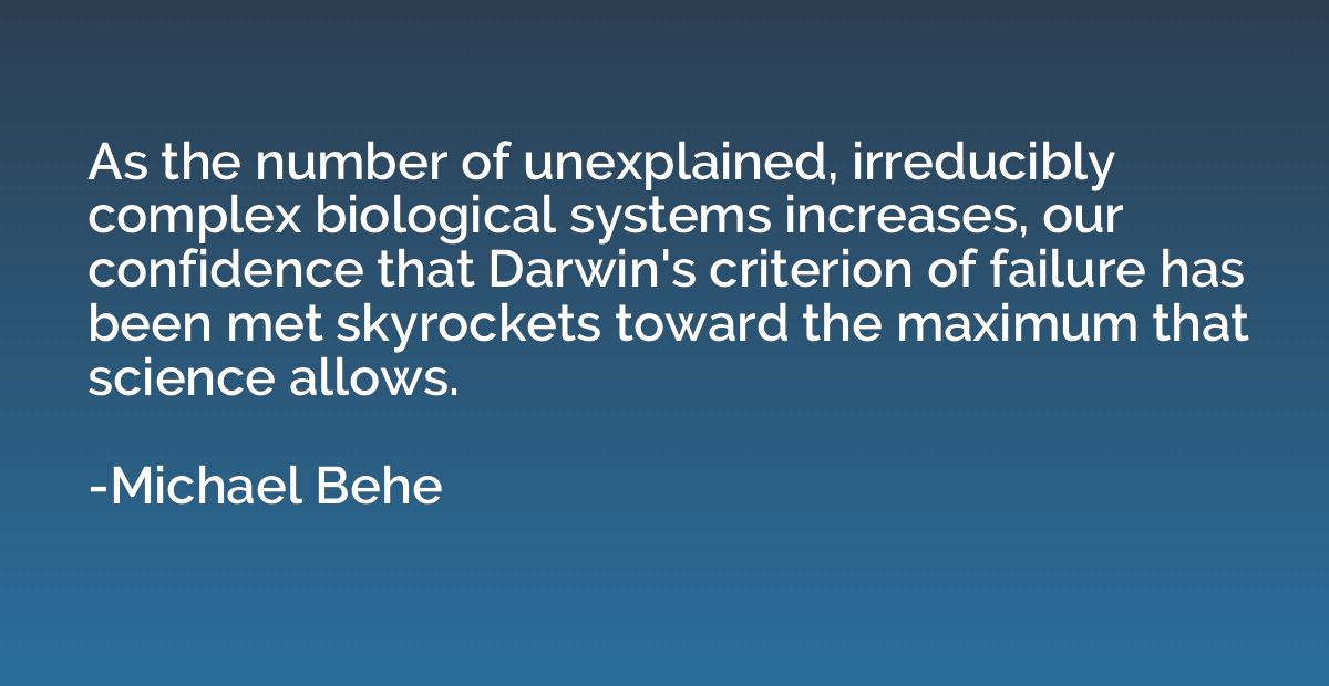 As the number of unexplained, irreducibly complex biological