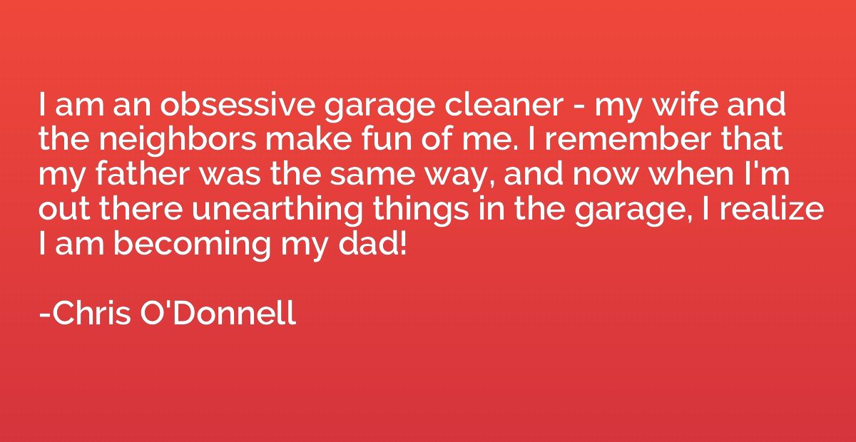 I am an obsessive garage cleaner - my wife and the neighbors