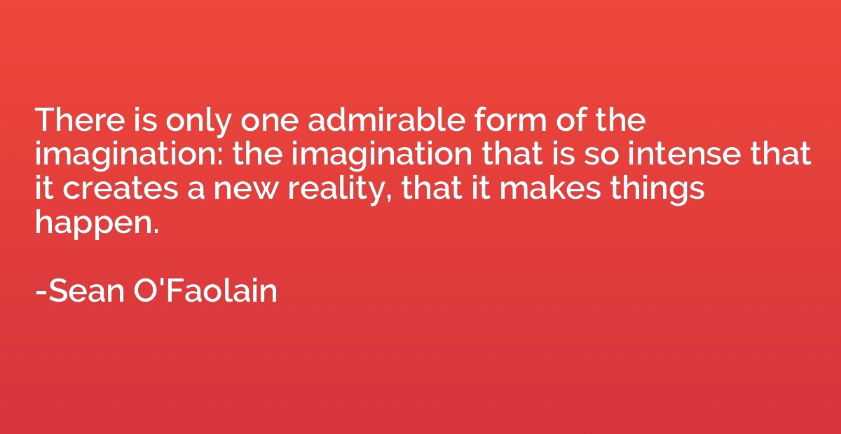 There is only one admirable form of the imagination: the ima