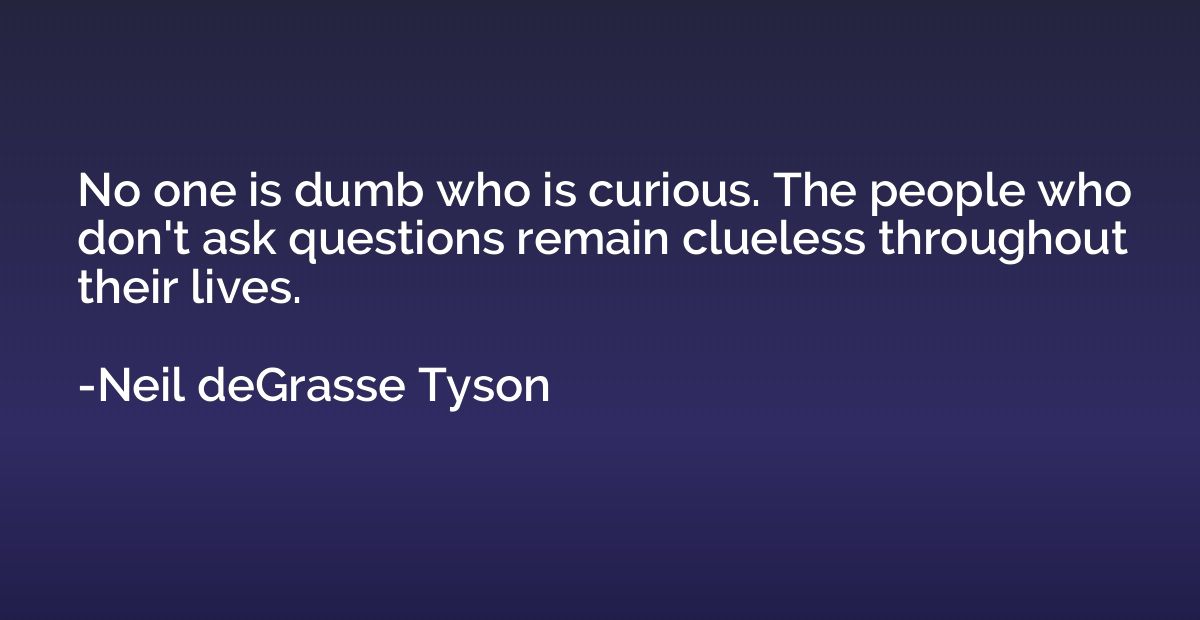 No one is dumb who is curious. The people who don't ask ques