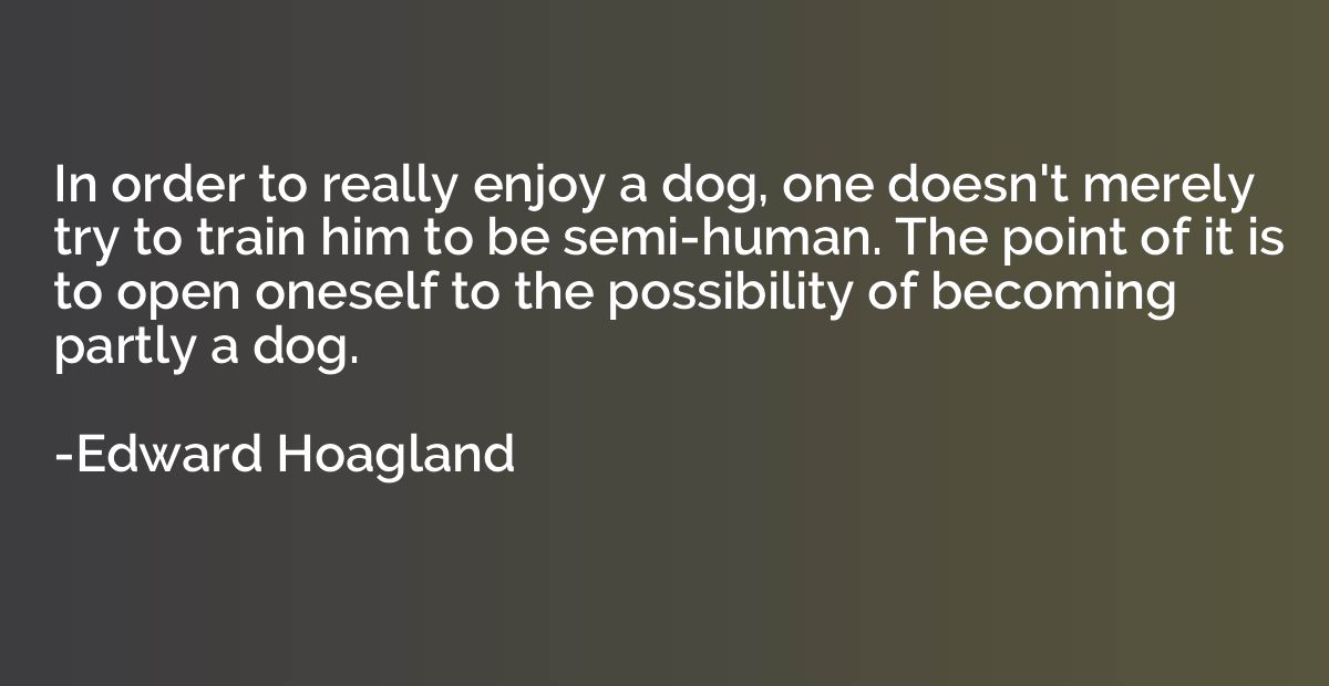 In order to really enjoy a dog, one doesn't merely try to tr