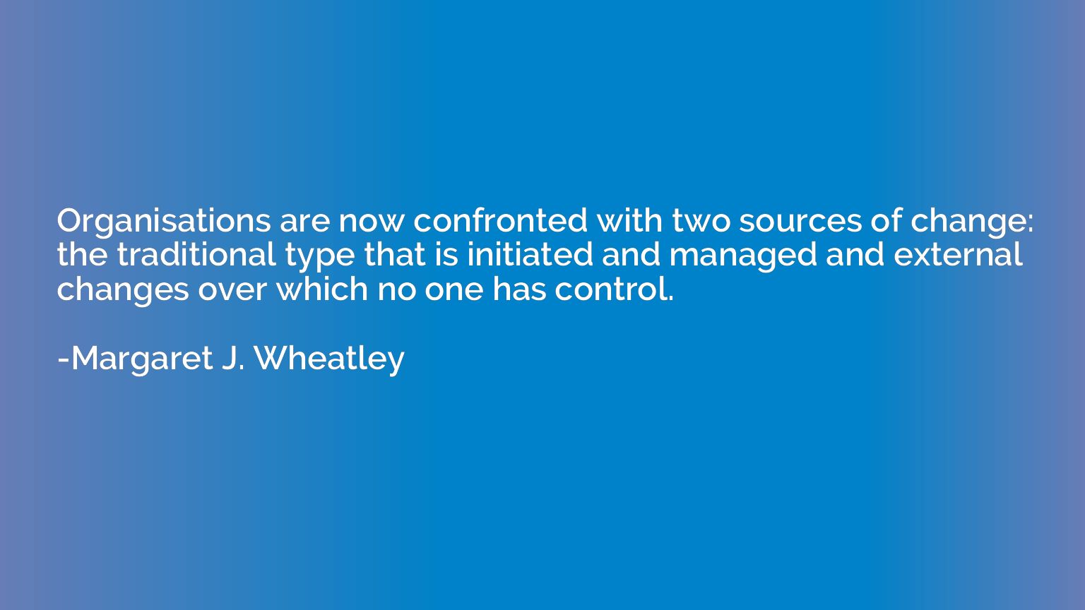 Organisations are now confronted with two sources of change: