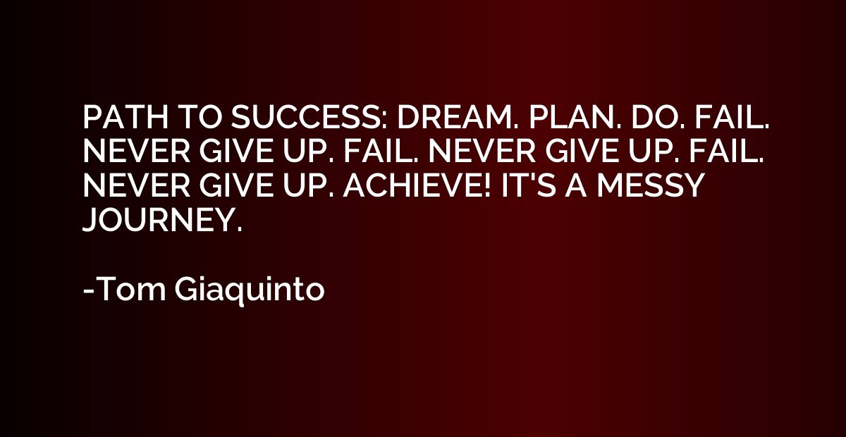 PATH TO SUCCESS: DREAM. PLAN. DO. FAIL. NEVER GIVE UP. FAIL.