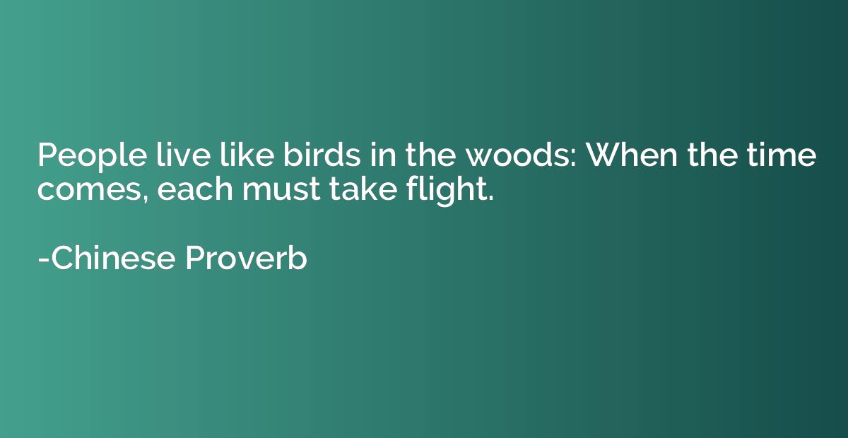 People live like birds in the woods: When the time comes, ea