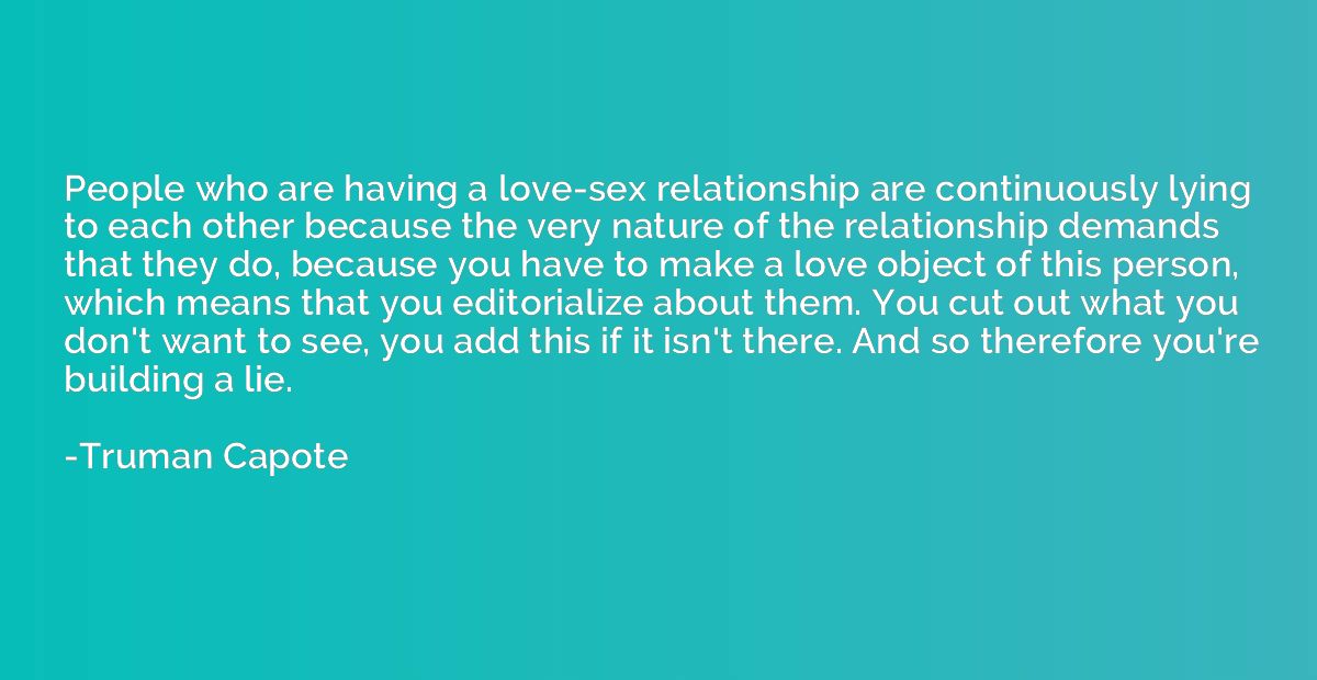 People who are having a love-sex relationship are continuous