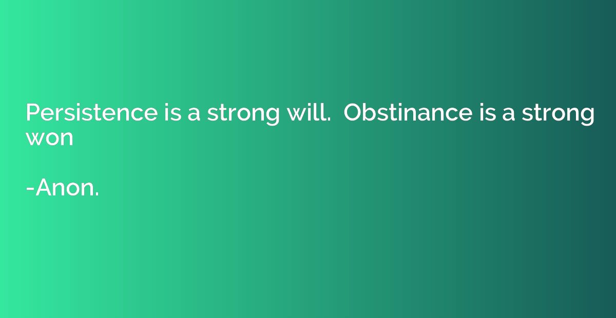 Persistence is a strong will.  Obstinance is a strong won