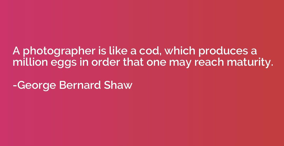 A photographer is like a cod, which produces a million eggs 