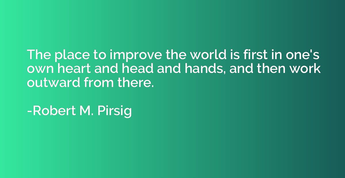 The place to improve the world is first in one's own heart a