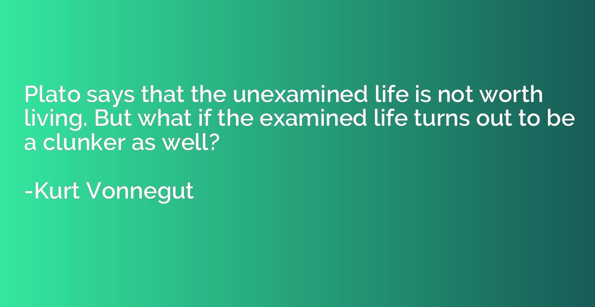 Plato says that the unexamined life is not worth living. But