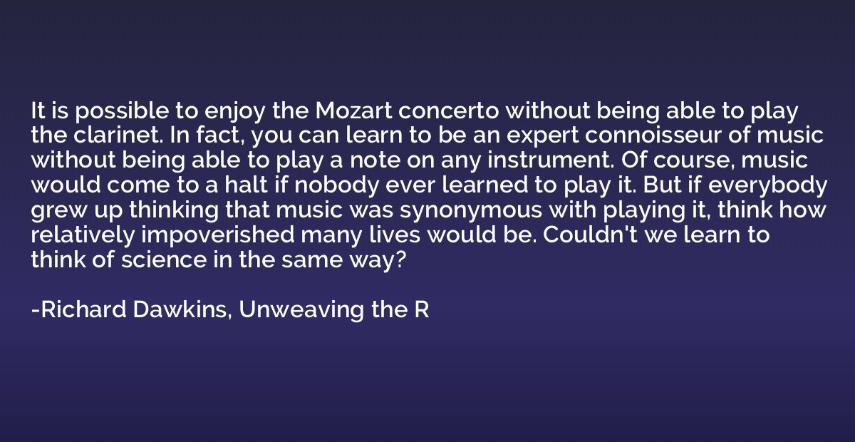 It is possible to enjoy the Mozart concerto without being ab