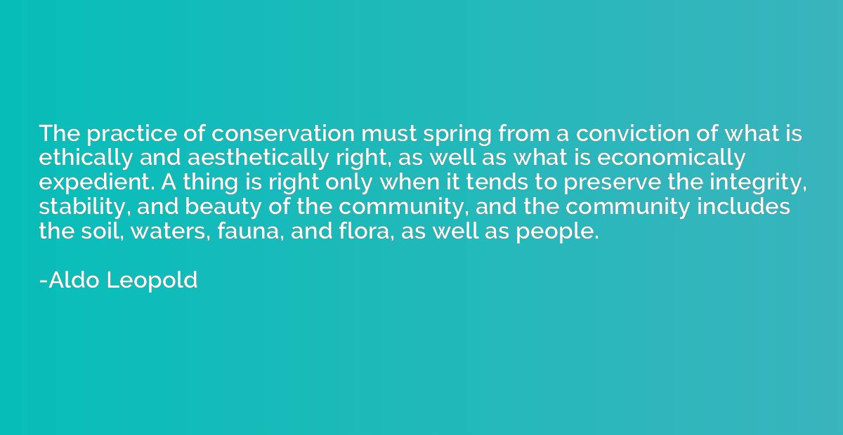 The practice of conservation must spring from a conviction o