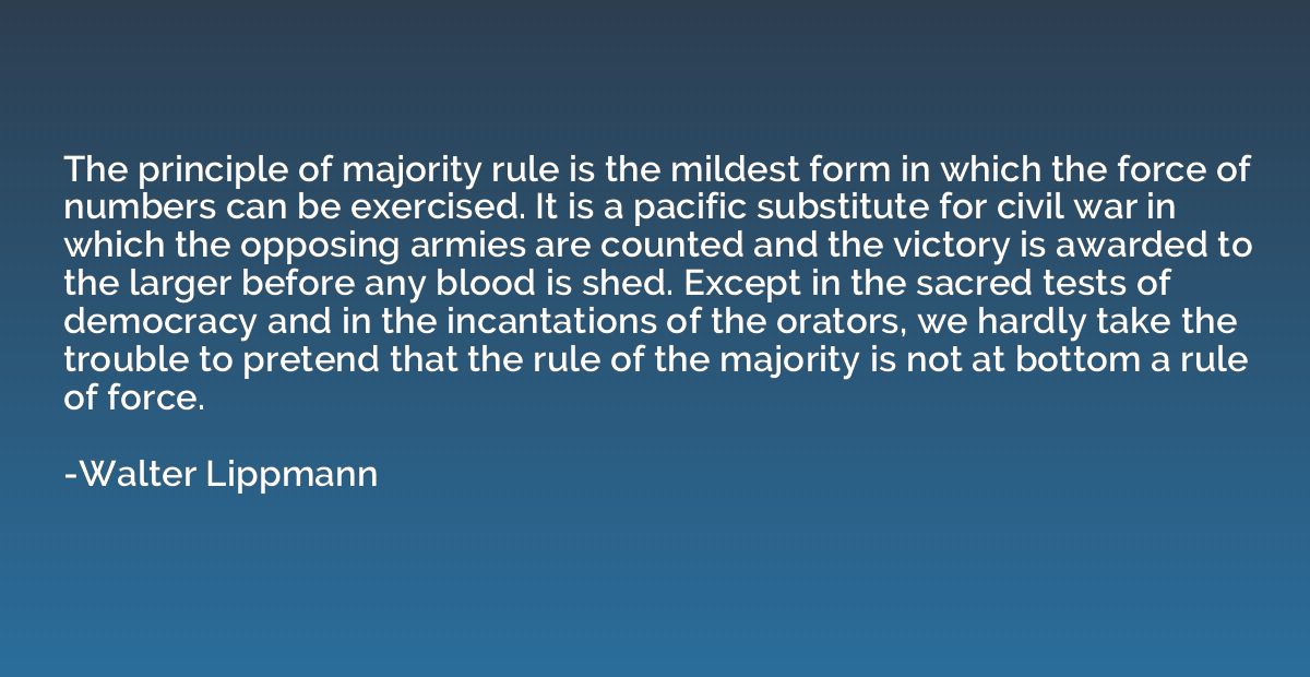 The principle of majority rule is the mildest form in which 