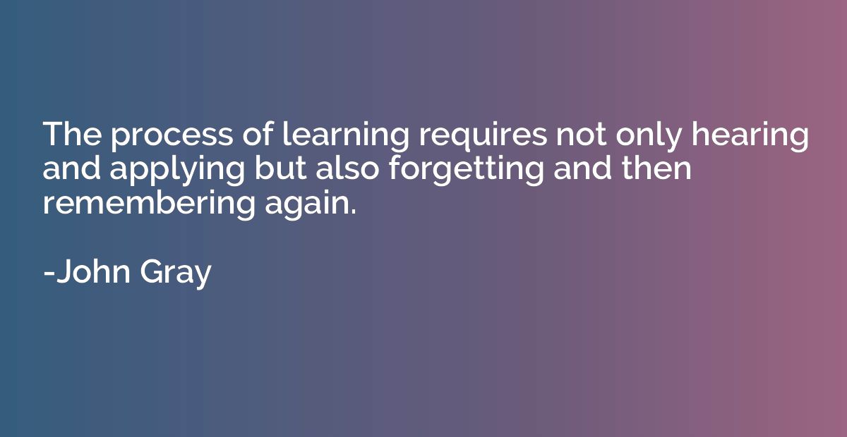 The process of learning requires not only hearing and applyi