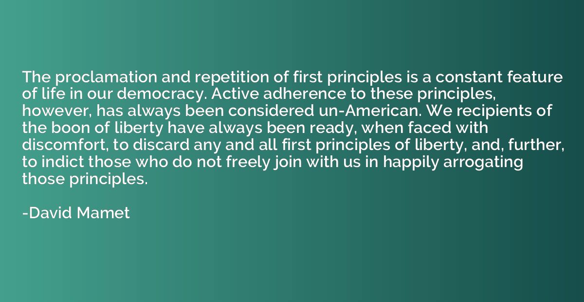 The proclamation and repetition of first principles is a con