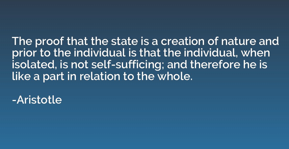 The proof that the state is a creation of nature and prior t