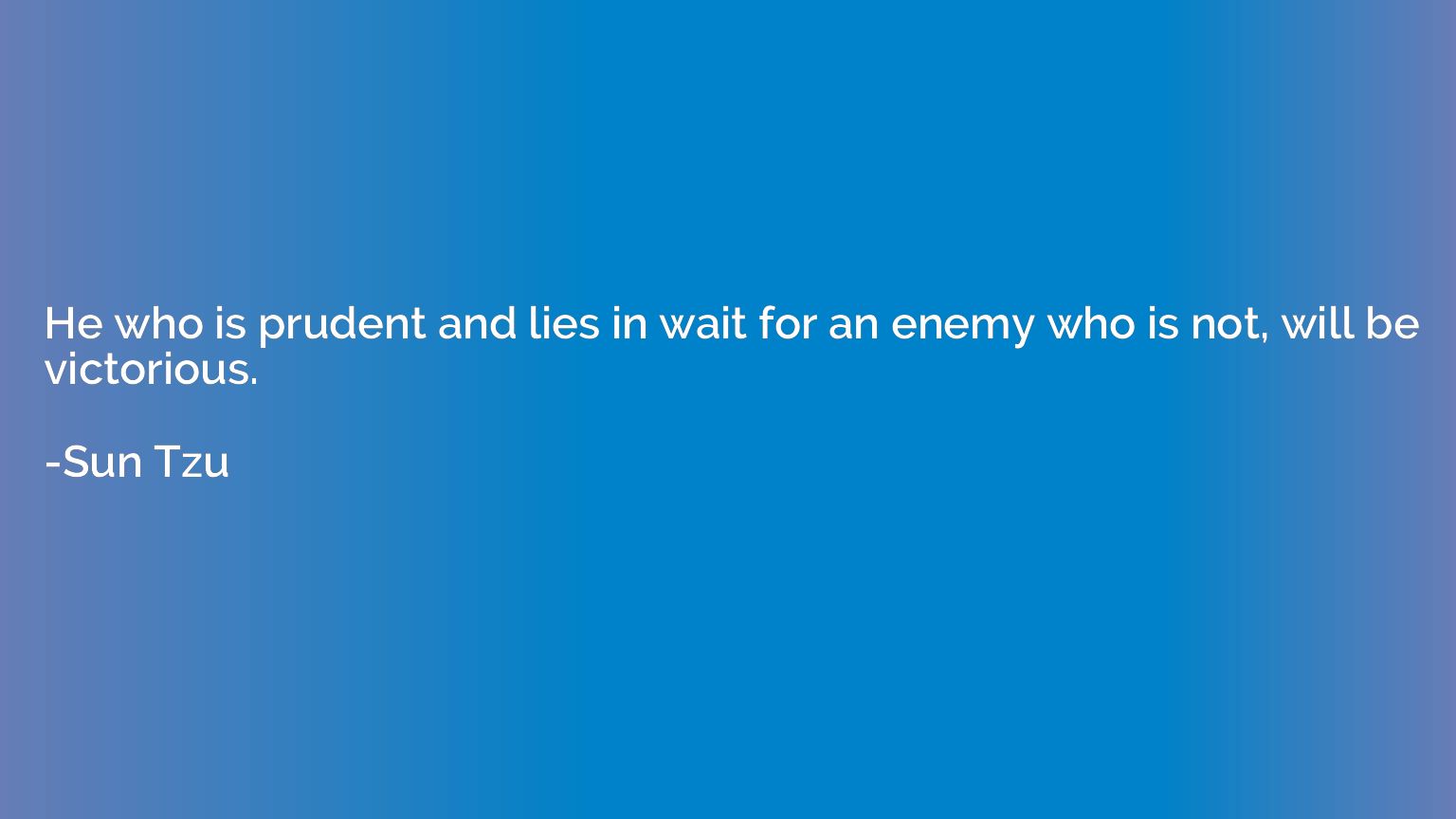 He who is prudent and lies in wait for an enemy who is not, 