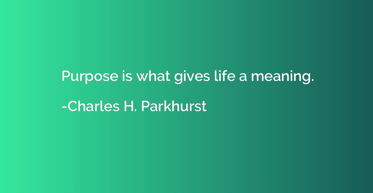 Purpose is what gives life a meaning.
