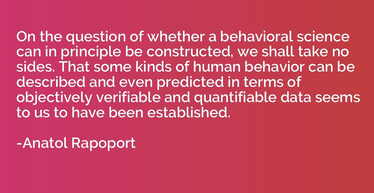 On the question of whether a behavioral science can in princ