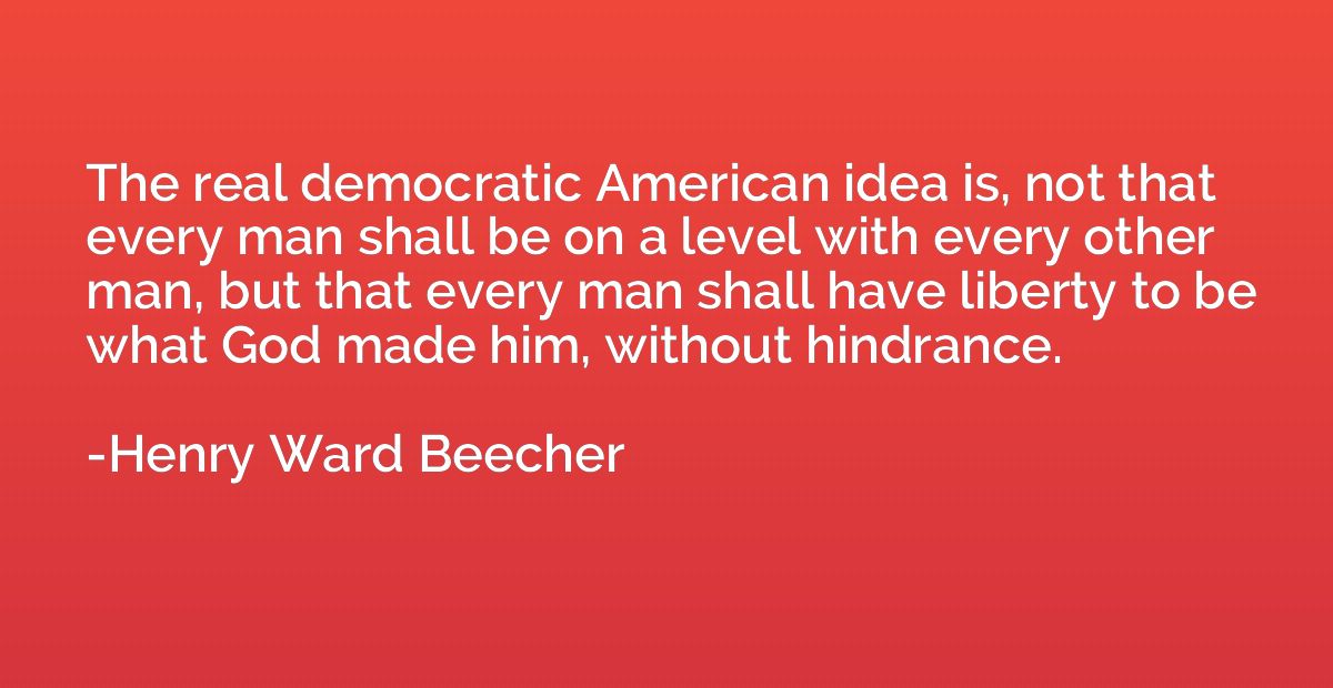 The real democratic American idea is, not that every man sha