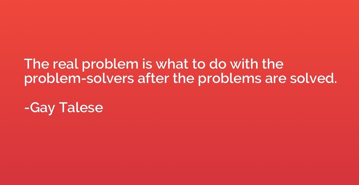 The real problem is what to do with the problem-solvers afte