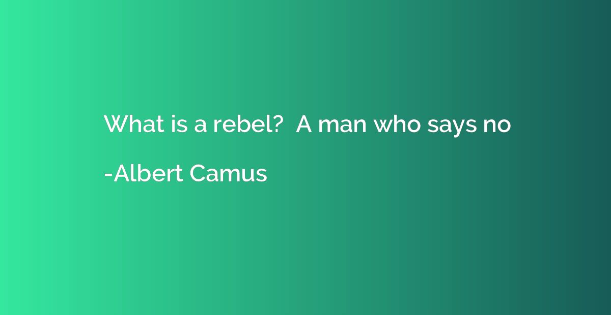 What is a rebel?  A man who says no