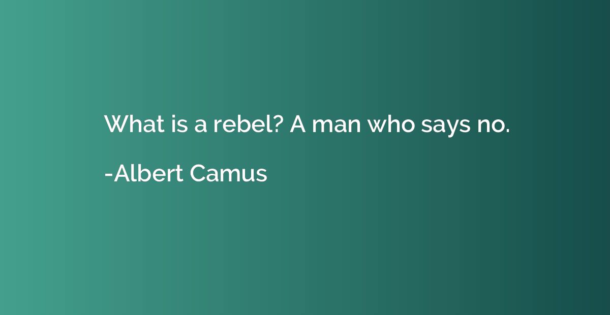 What is a rebel? A man who says no.