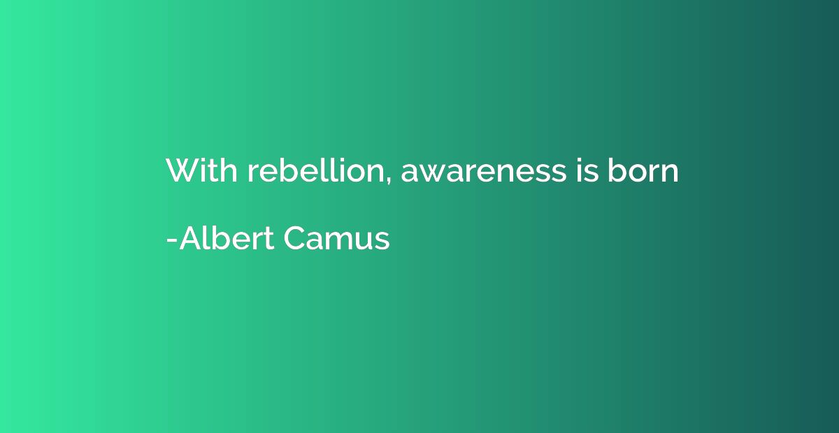 With rebellion, awareness is born