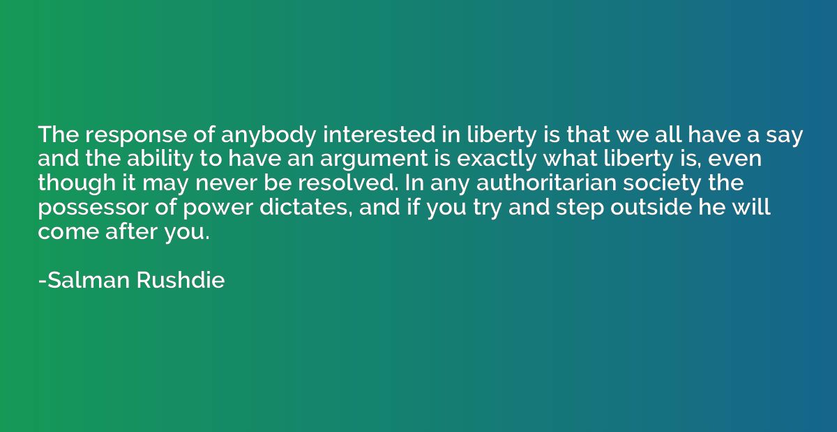 The response of anybody interested in liberty is that we all