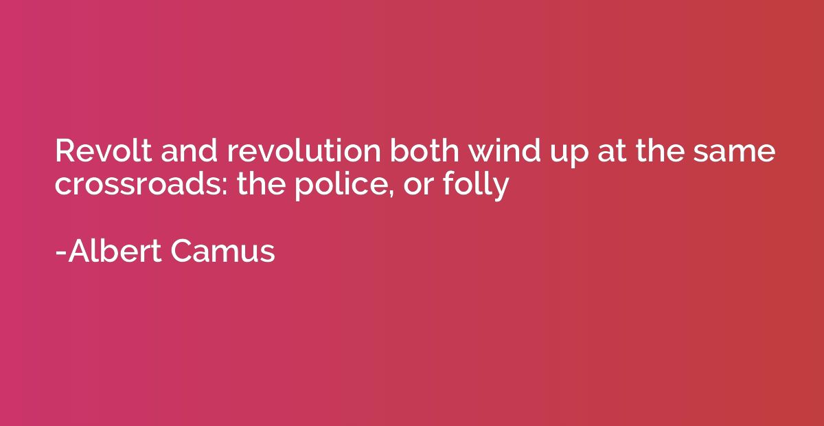 Revolt and revolution both wind up at the same crossroads: t