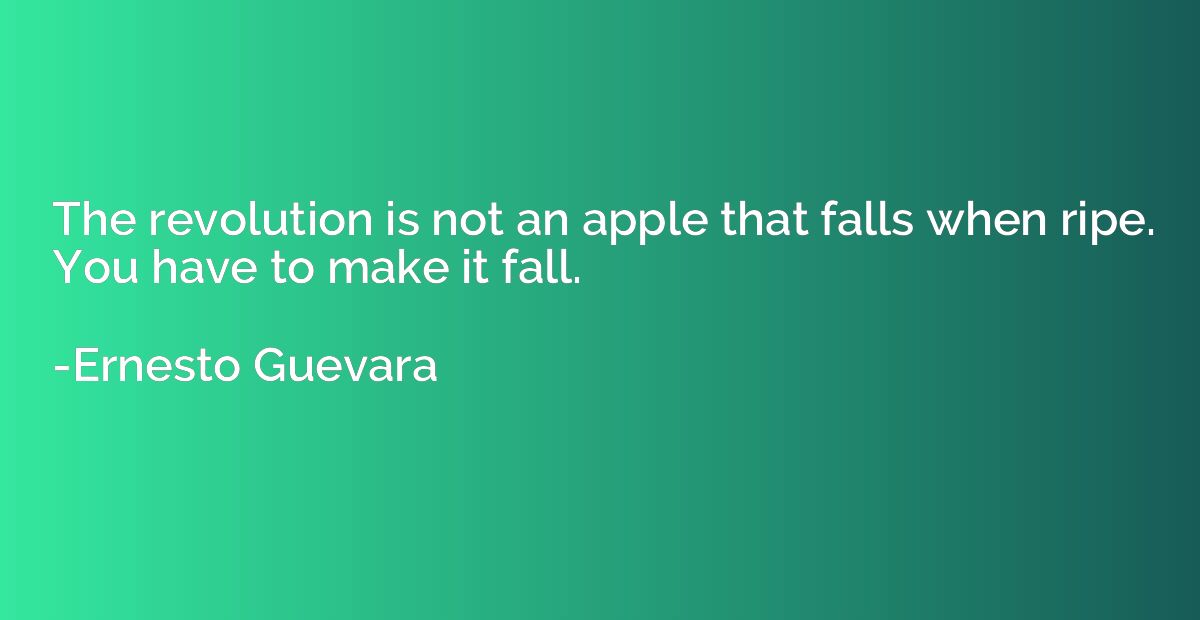 The revolution is not an apple that falls when ripe. You hav