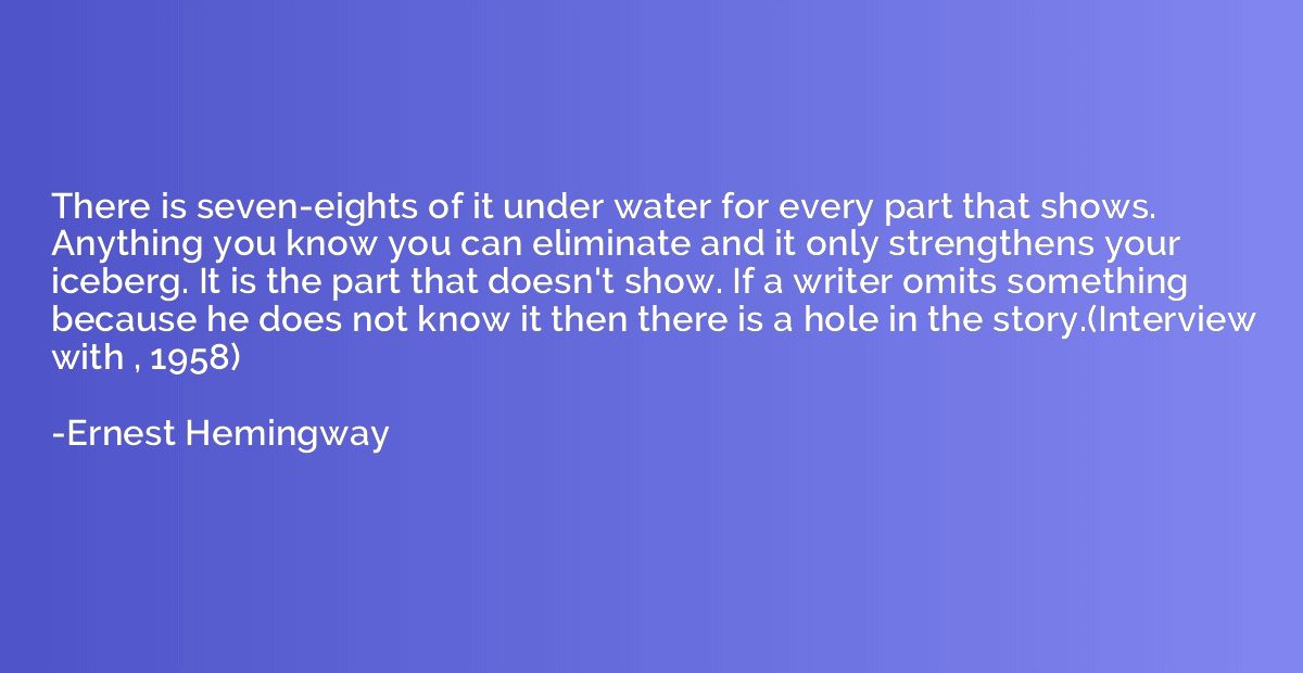 There is seven-eights of it under water for every part that 