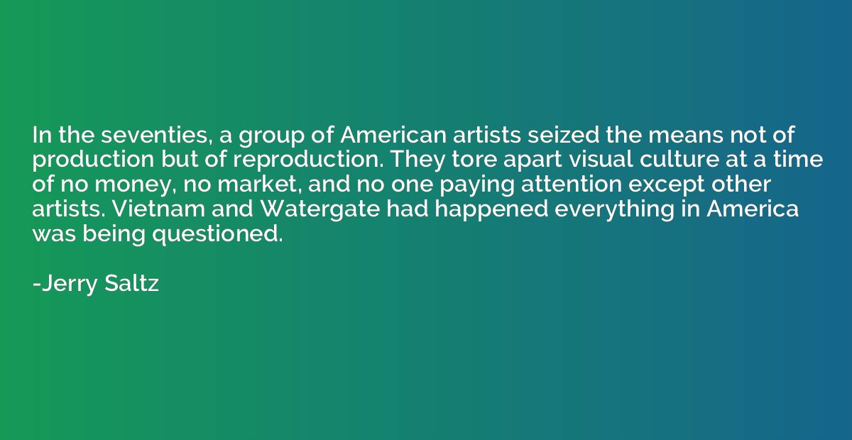 In the seventies, a group of American artists seized the mea