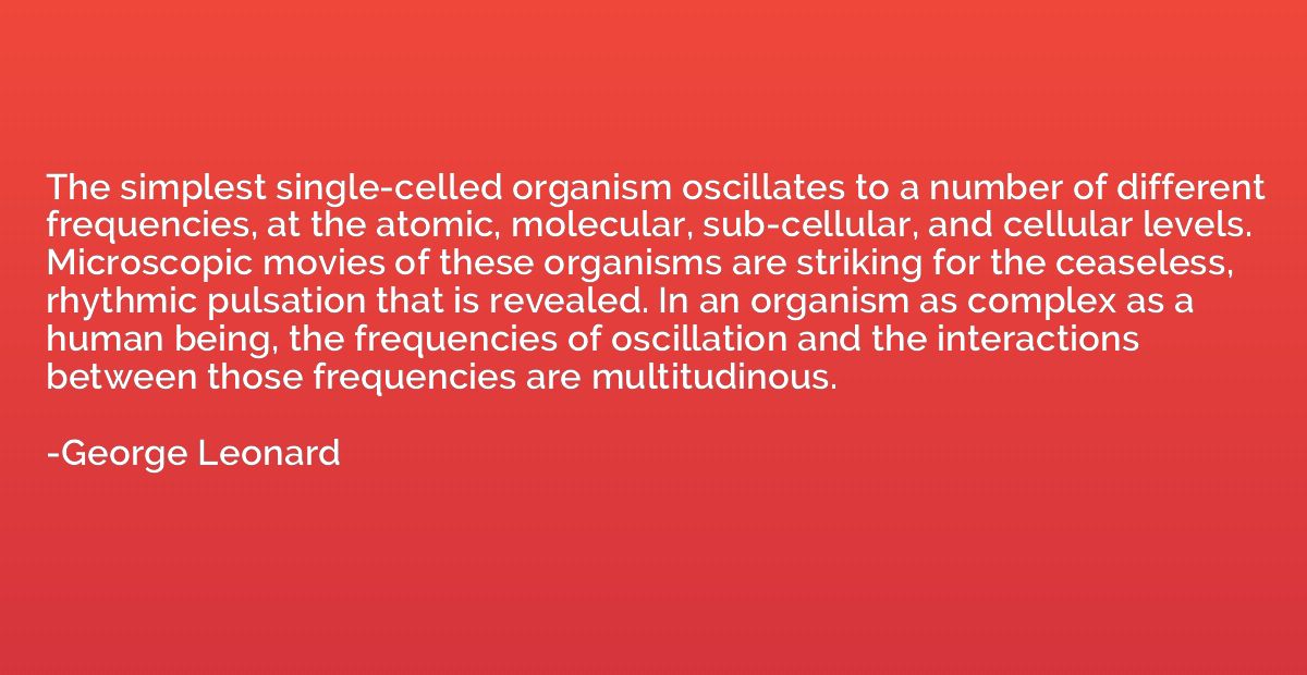 The simplest single-celled organism oscillates to a number o